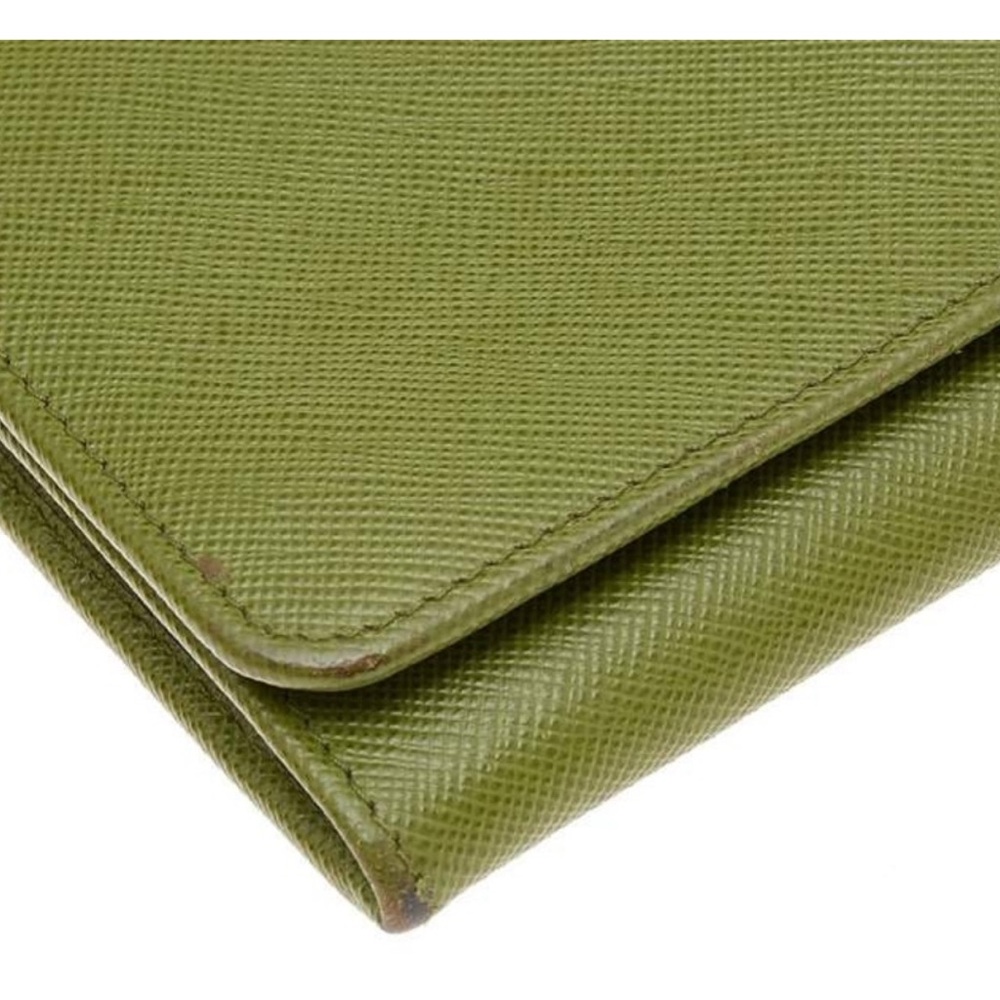 Prada Saffiano Long Snap Wallet- Green - Picture 8 of 9
